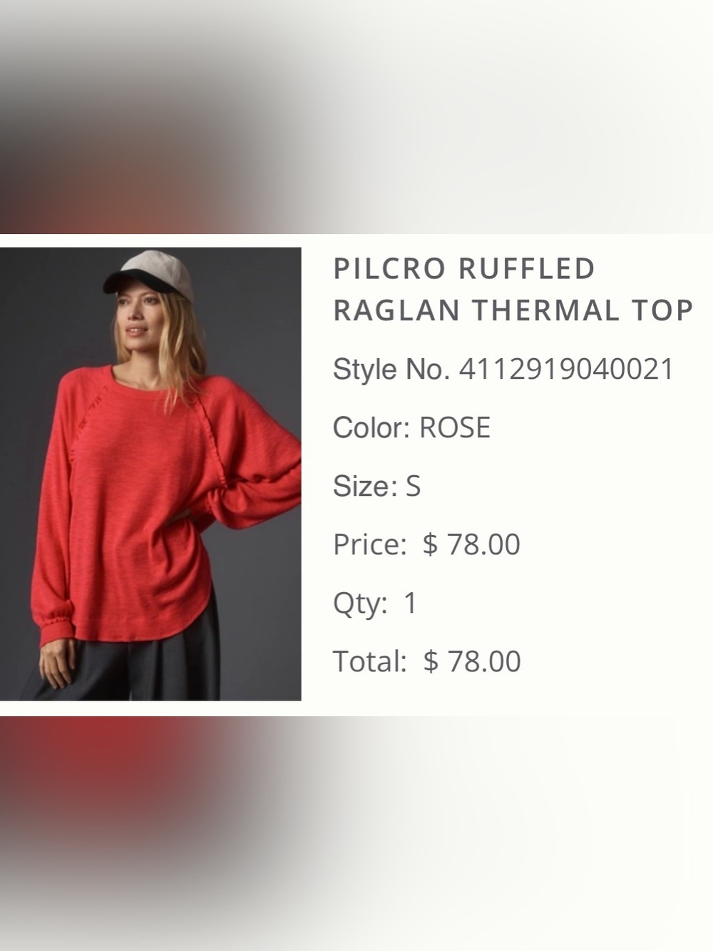 Anthropologie Pilcro Ruffled Raglan Thermal Top - Rose